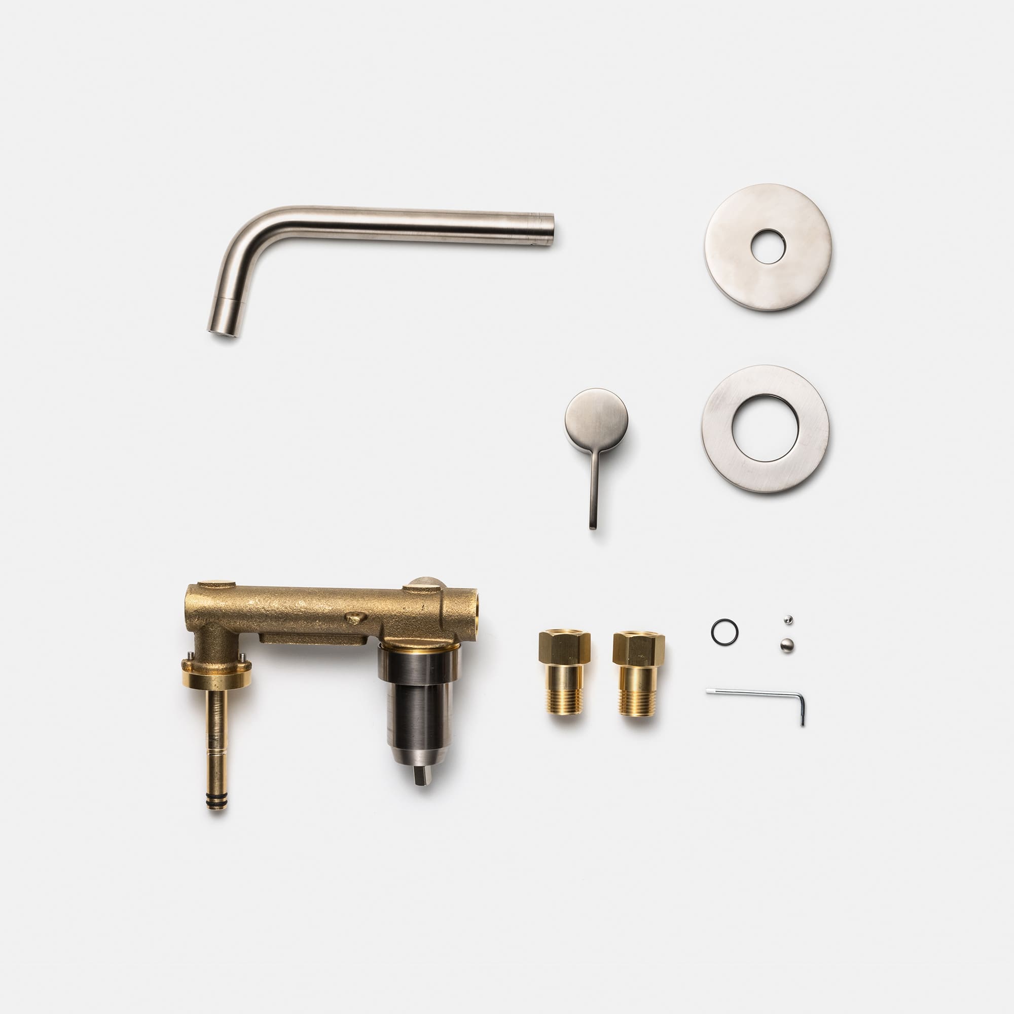 壁付けセパレート混合水栓 洗面用 サテン L178 | KB-TP007-03a-G141