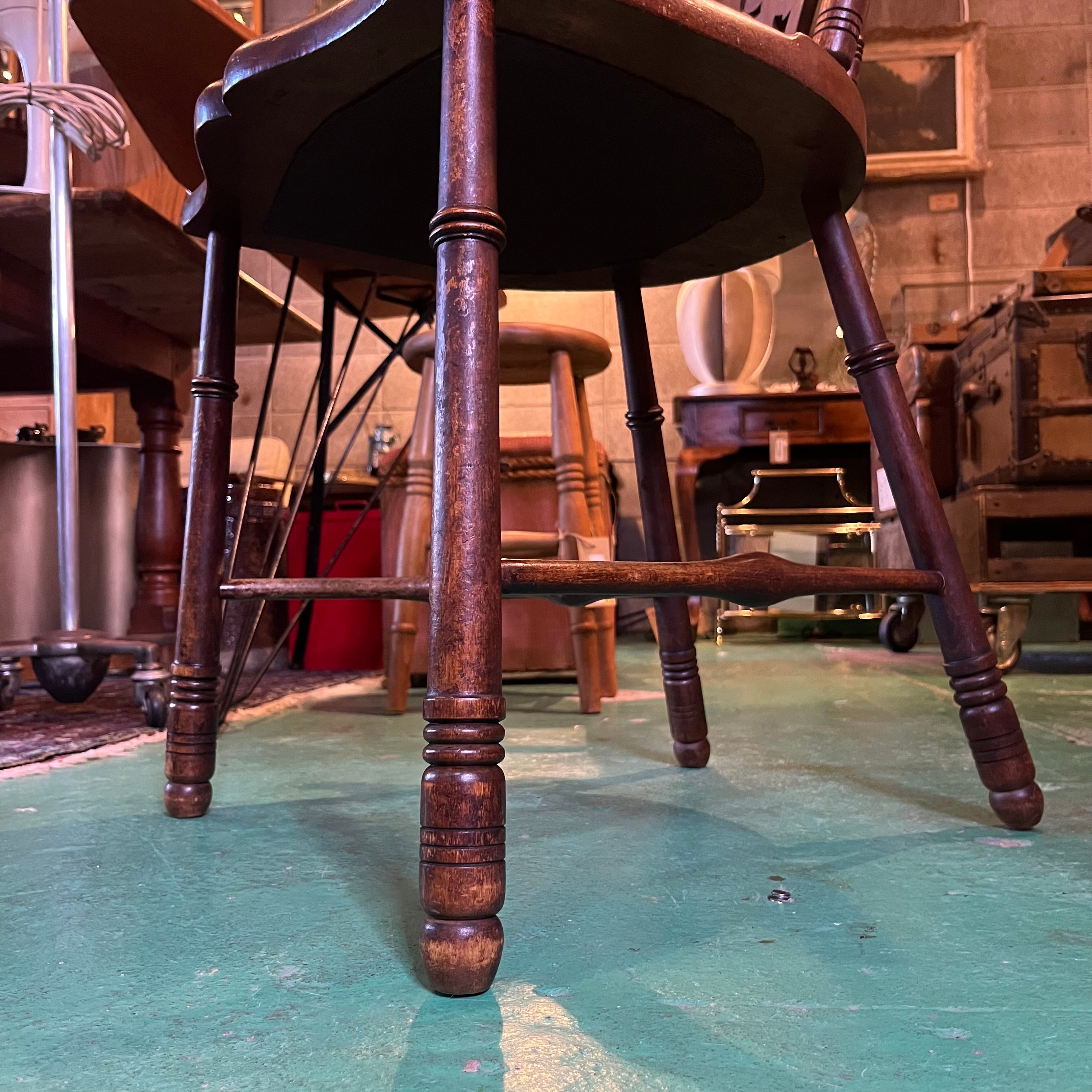 英国アンティーク ウィンザーチェア ベロア座面 深緑 椅子 かわいい