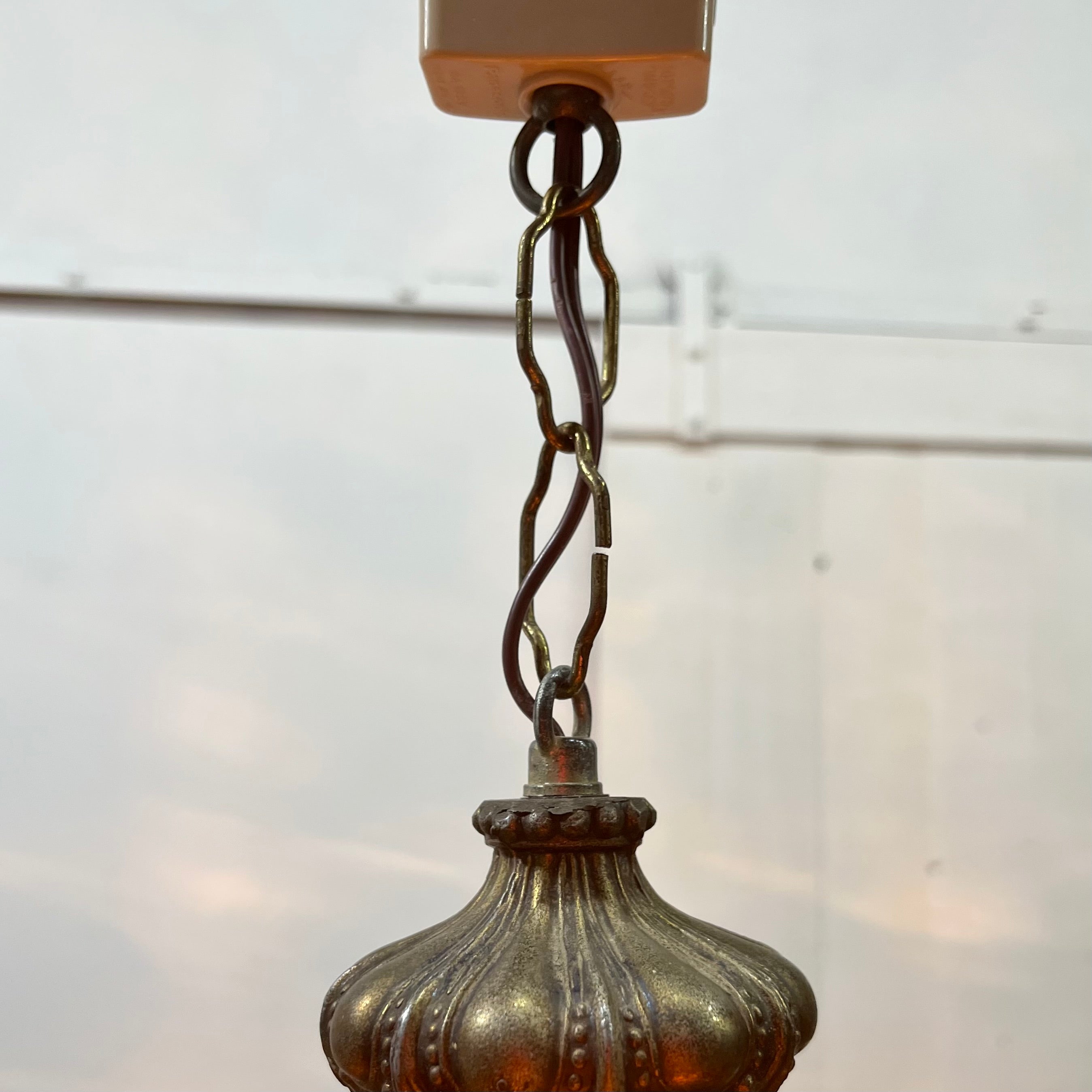 アンバーガラス ペンダントランプ ヴィンテージ 照明 中古 レトロ
