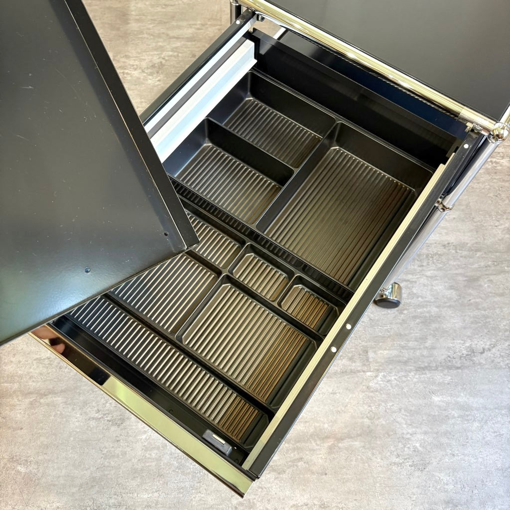 USMハラー / USM Haller ワゴン鍵付きトレイセット 2段 ブラック 中古