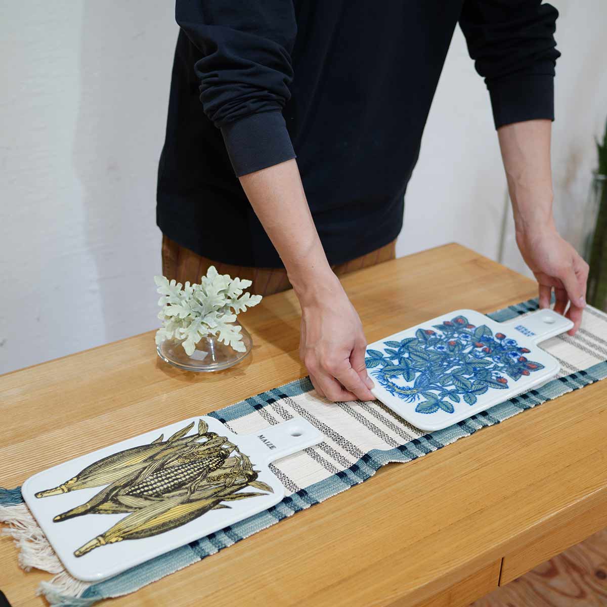 白山陶器 サービングトレイ チーズボード カッティングボード パン