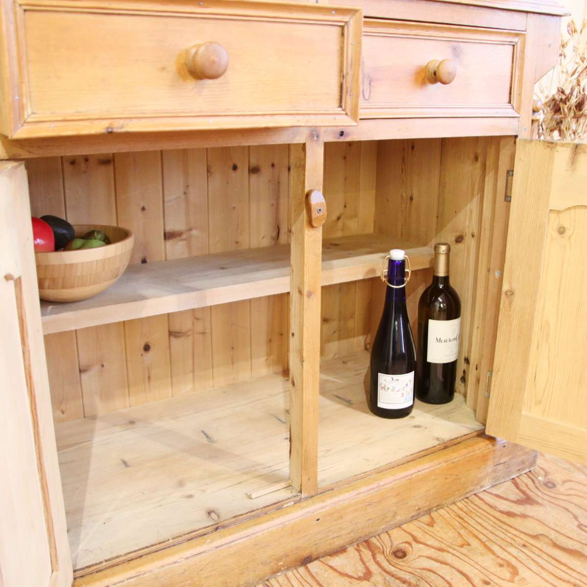 英国アンティーク オールドパイン材 カップボード 食器棚 キャビネット