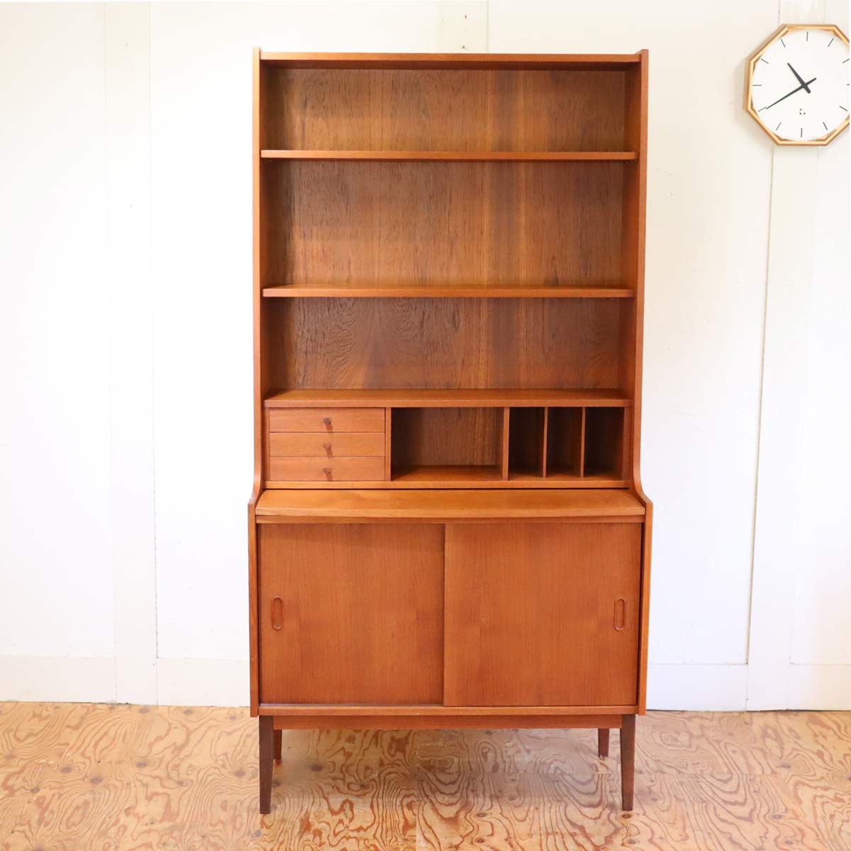 デンマーク製ブックシェルフ チーク材 デスク 北欧 ヴィンテージ
