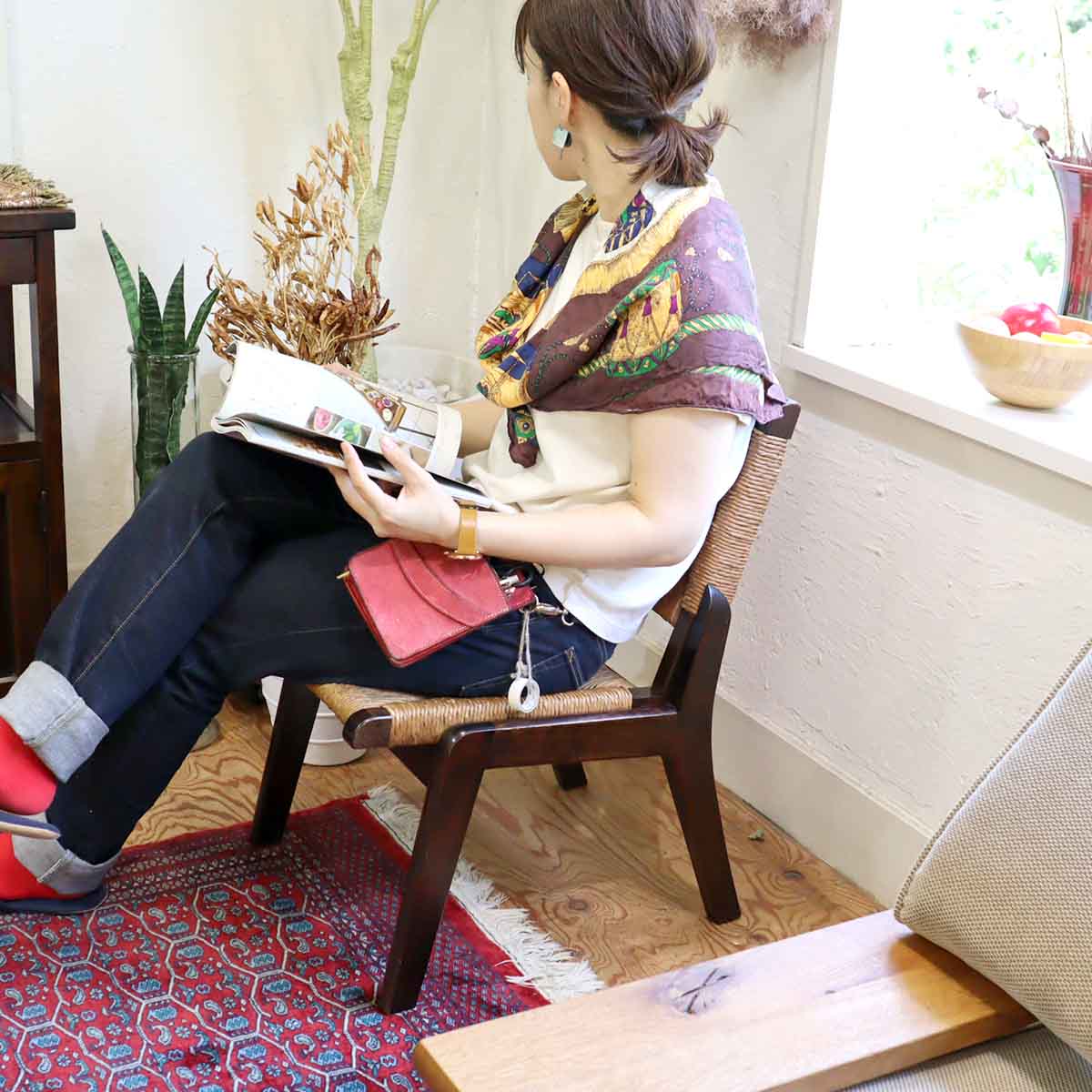 松本民芸家具 #520L型 ラッシチェア【1】 パーソナルチェア 民芸家具 中古