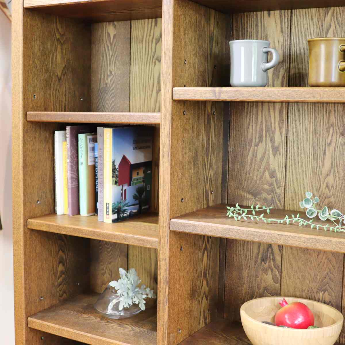 タモ無垢材 本棚 オープンシェルフ 飾り棚 ブックシェルフ 中古