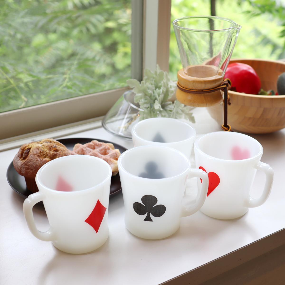 ファイヤーキング / Fire-King Dハンドルマグ 4点set トランプシリーズ