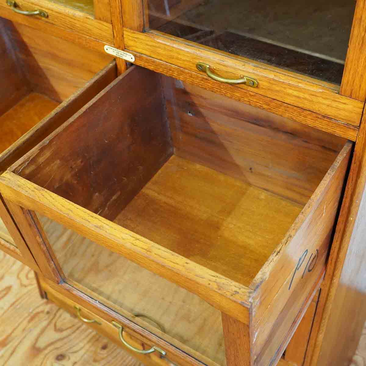 英国 アンティーク シャツケース キャビネット 飾り棚 ガラス オーク