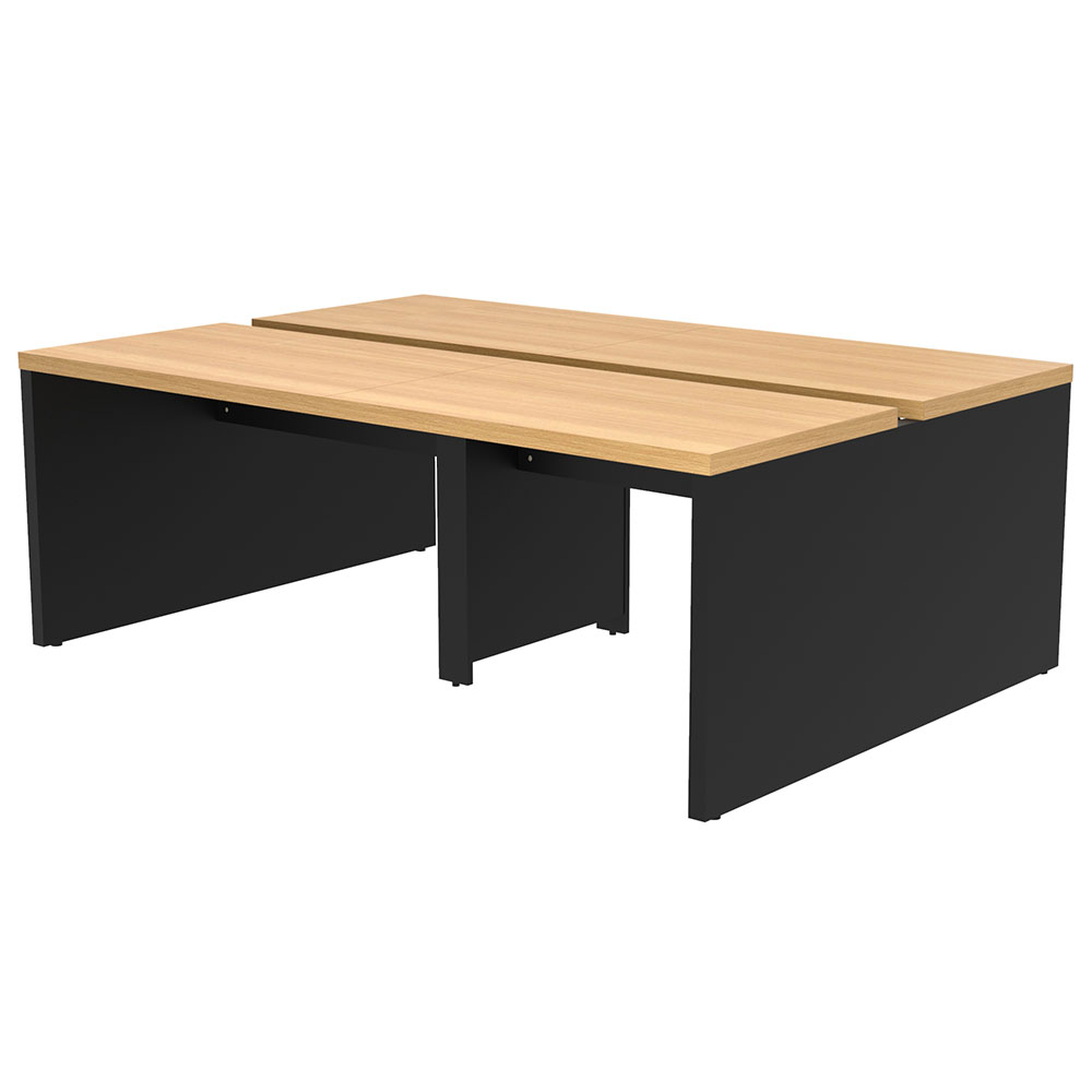 ソリード フリーアドレス用デスクⅡ W2000×D1400 オーク×ブラック脚