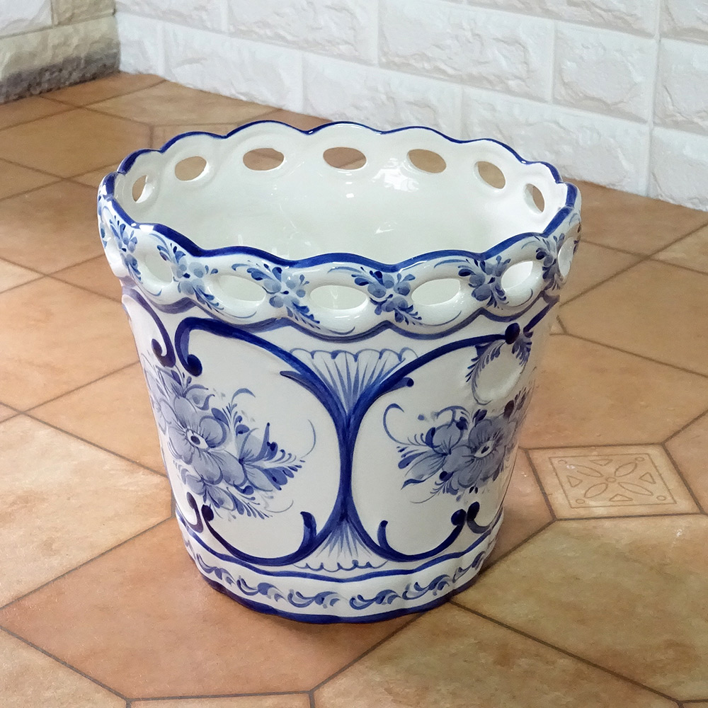 鳩の装飾付き陶器鉢 鉢カバー ヴィンテージ 鳩の装飾付き陶器鉢 鉢