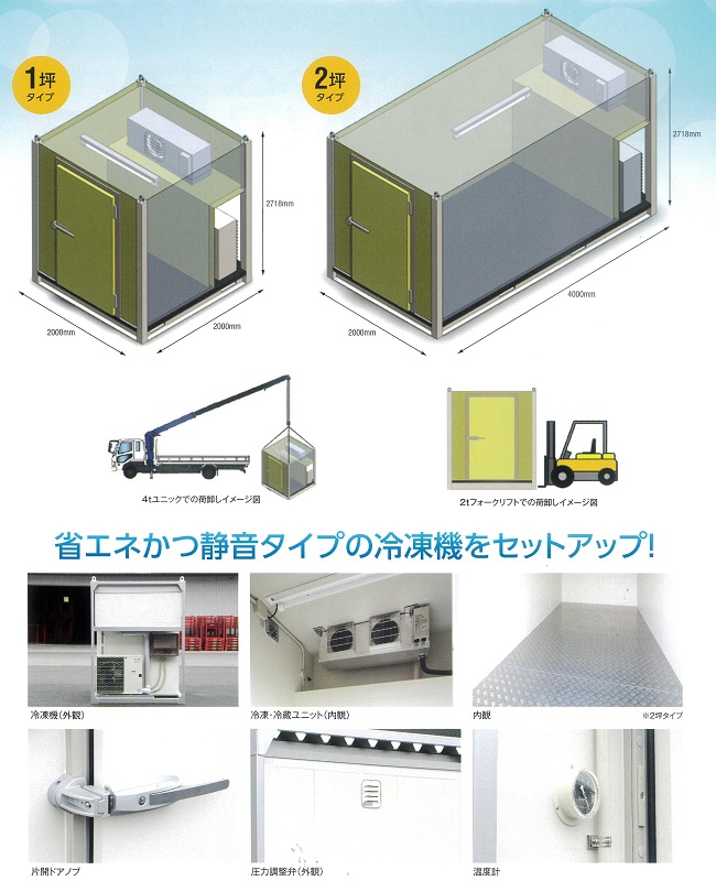 小型プレハブ冷凍冷蔵庫1坪用/M611PL-1S/測定/包装/物流/専門 - 株式