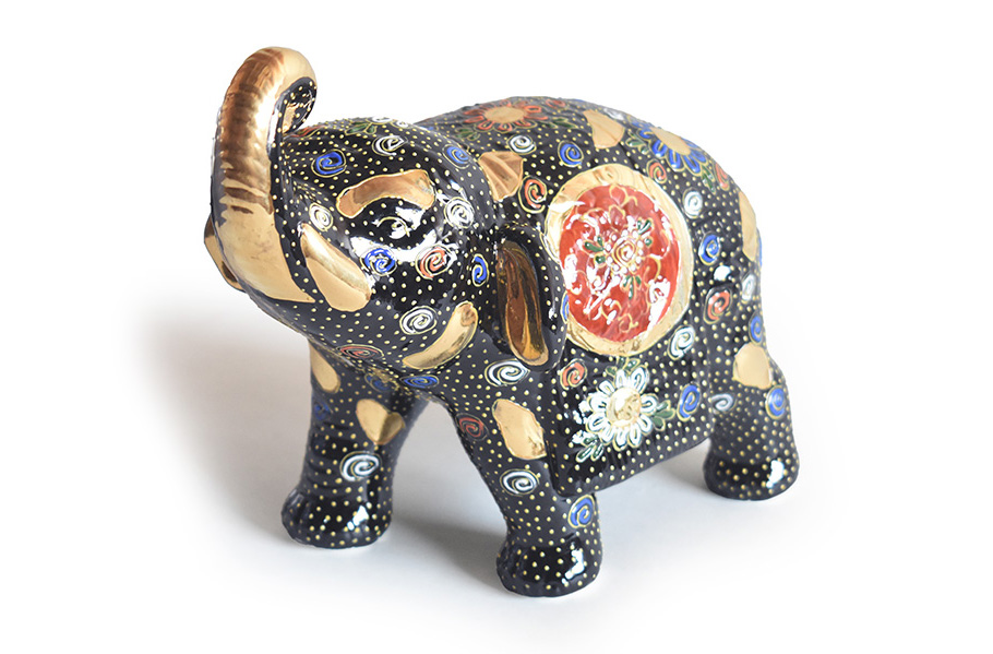 九谷焼 凸盛コレクション 象 黒盛