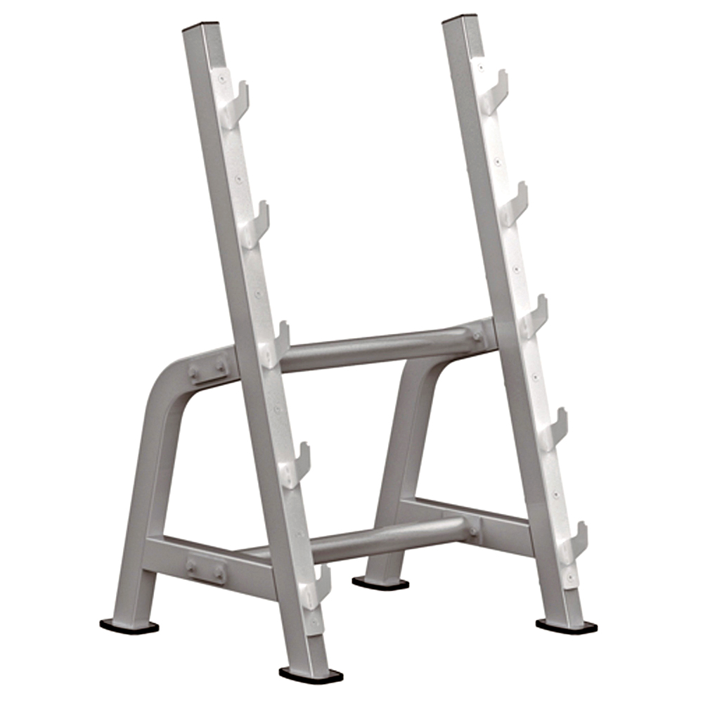 バーベルラック | バーベルシャフトを5本収納できます。横向きなので