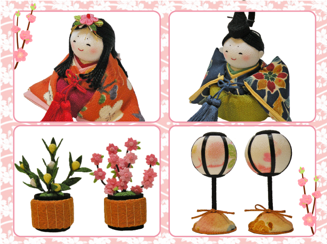 古布調おさな雛飾り」ちりめん 雛人形 お雛様 ひな祭り 「龍虎堂