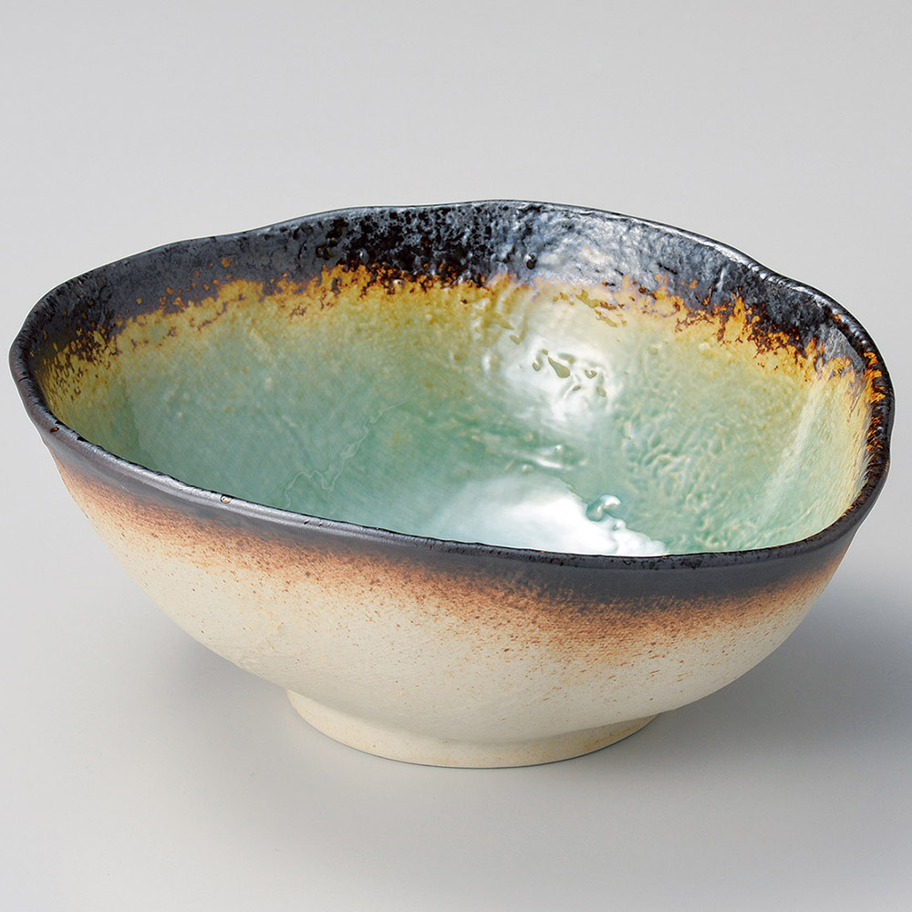 緑彩変形大鉢(和食器,鉢もの,中鉢)|食器通販の陶磁庵