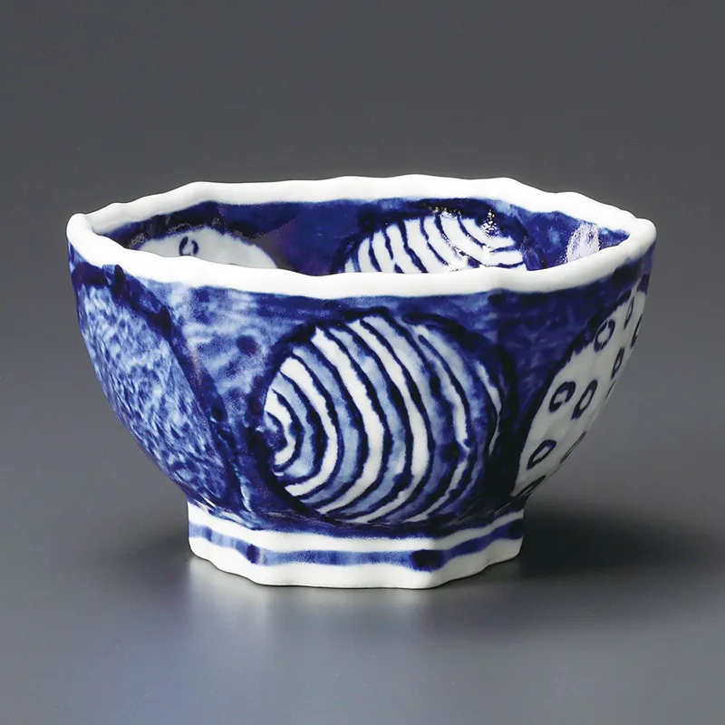 染付丸紋六角丼（小）(多用丼 中サイズ)|食器通販の陶磁庵