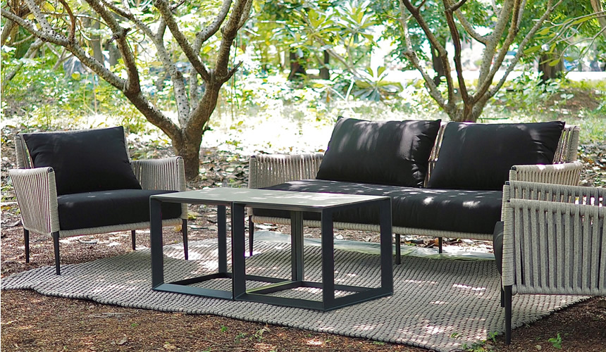 ハンブルグ 耐候性ロープのデザイナーズガーデンソファセット （HMB