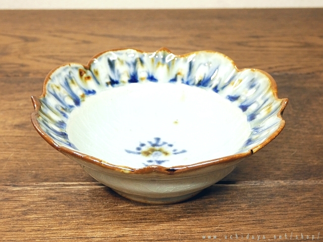 砥部焼 陶房遊 輪花鉢 小 錆青 （内田屋通販）