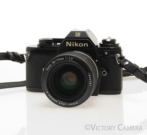 Nikon EM Black 35mm Film Camera with Nikon E Series 36-72mm Zoom Lens