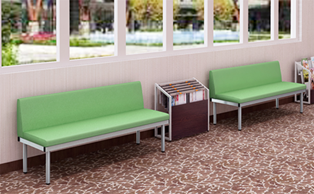 ロビーチェア ベンチ 2人掛け 長椅子 背もたれ付き 幅1500×奥行500×高