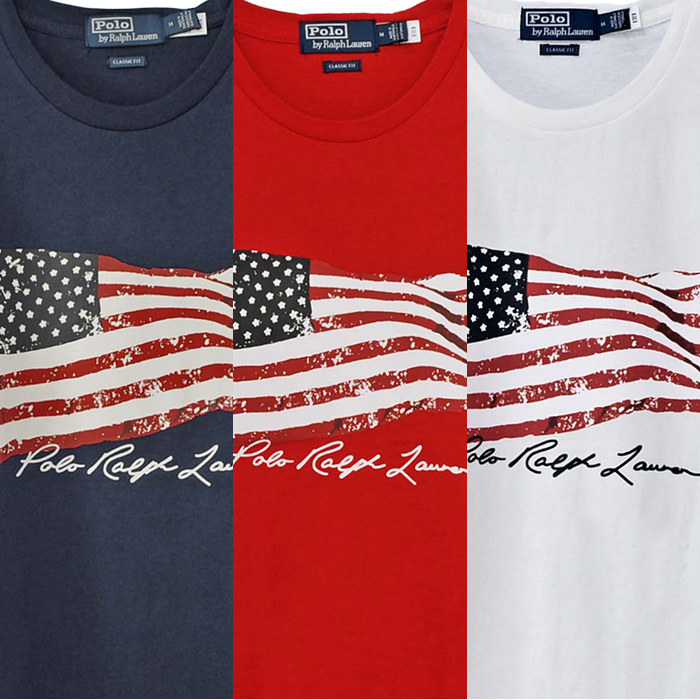 POLO ラルフローレン星条旗プリント 半袖Tシャツ送料無料 半袖 Tシャツ