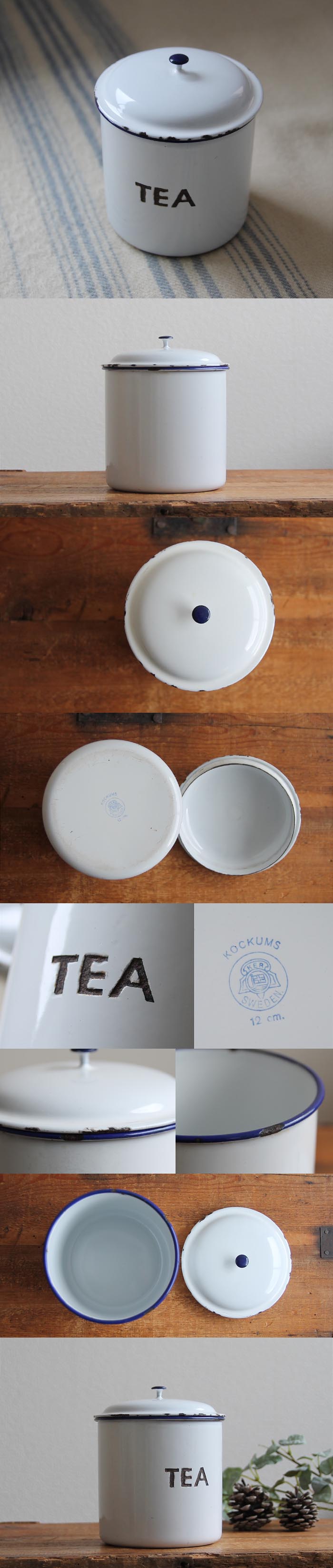 スウェーデン アンティーク Kockums ティーキャニスター/ホーロー缶