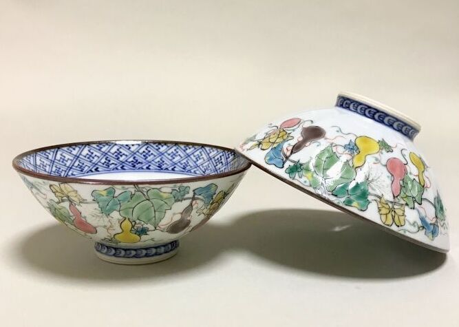 京焼・清水焼 ご飯茶碗 色絵六瓢 （いろえむびょう）｜京焼・清水焼