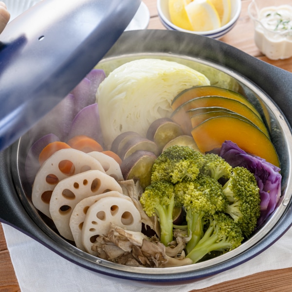 もてなし鍋（スチームプレート付き）24cm(マスタード)｜鍋・フライヤー