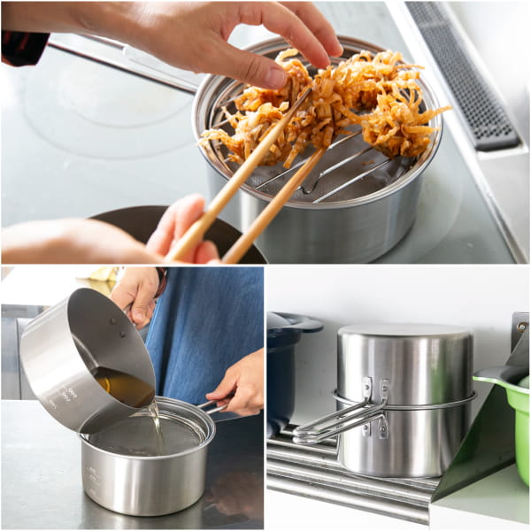 WEB限定セット】IH対応ダブルフライヤー 20cmとオイルスクリーンとかす