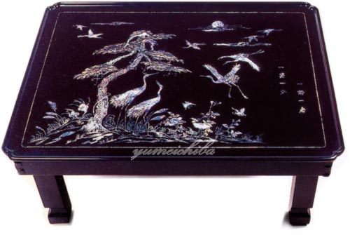 韓国螺鈿漆塗りテーブル鶴松柄大 テーブル・お膳角型 夢市場本店【韓国