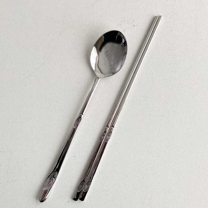 韓国スジョセット・ステンレス箸セット うず巻 (箸、スプーン) 箸類 夢