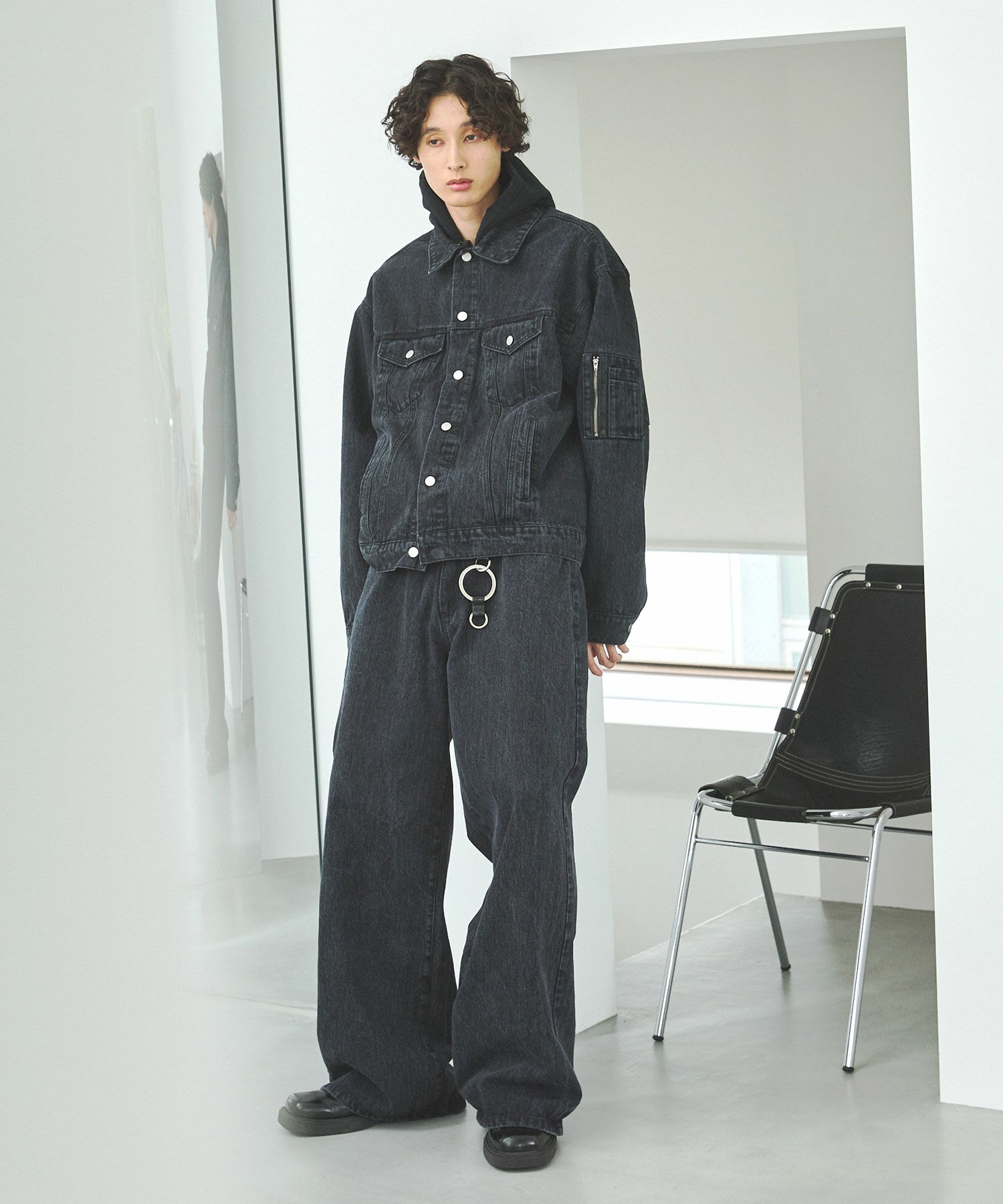 OPENING ACT] ブラックデニムミリタリートラッカーブルゾン