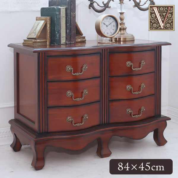 猫脚 チェスト 木製 おしゃれ 引出収納 アンティーク 3段 6引出