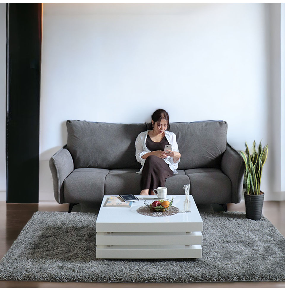 センターテーブル 幅80×奥行80cm ホワイト HOBANG｜モダン家具