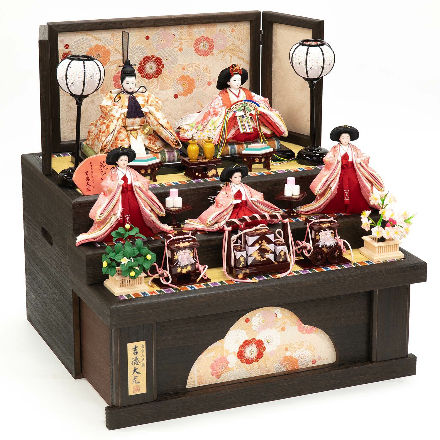 雛人形】小三五親王小芥子官女五人収納箱飾り 花ひいな | 雛人形