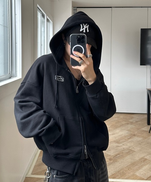 ADAMASTE パーカー Double Zip-Up Short Hoodie - ダブルジップ