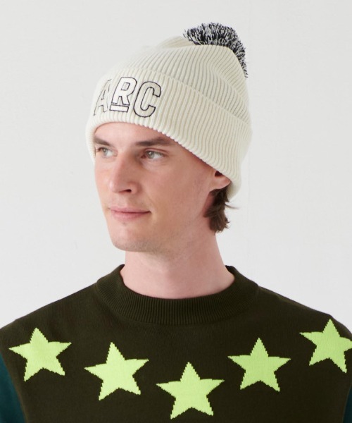archivio（アルチビオ） ニット帽 ニットキャップ 「MENS」刺繍ニット