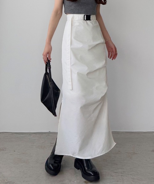 callautia（カラウティア） スカート ベルト付きサイドタックデザイン