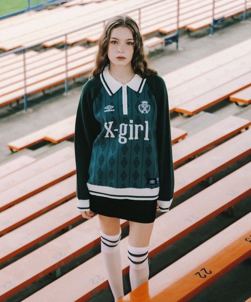 umbro（アンブロ） ニット セーター X-girl x UMBRO HALF ZIP JACQUARD