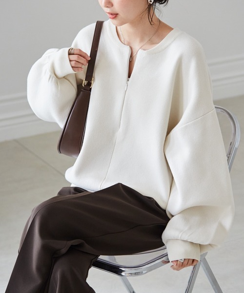 RANAN（ラナン） ニット セーター ハーフジップスウェットライクニット