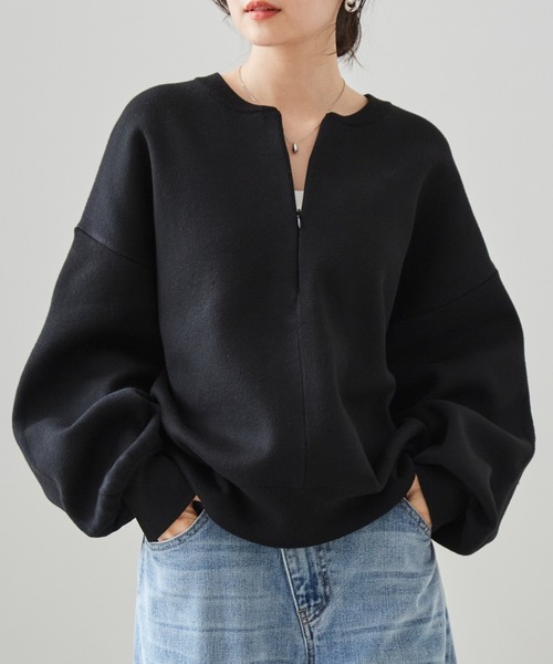 RANAN（ラナン） ニット セーター ハーフジップスウェットライクニット