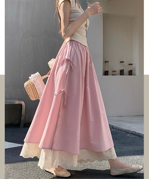Diosfront スカート 裾レース切替サイドリボンスカート : ZOZOTOWN