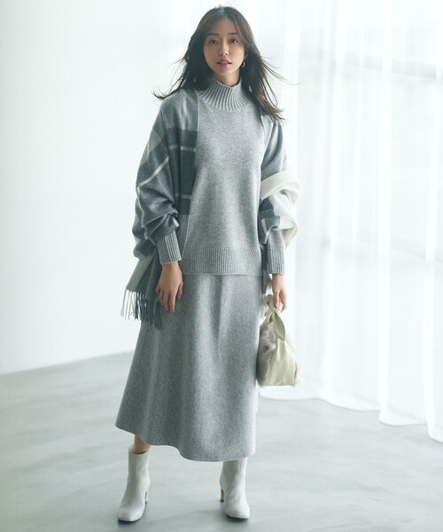 スカート 「滝沢眞規子さん着用/洗える」ウールカシミヤ ニット