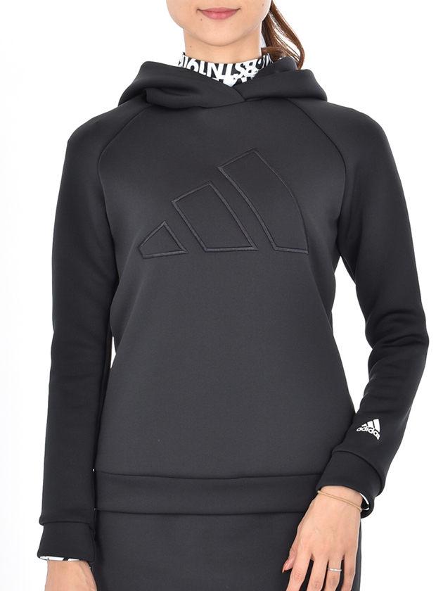 アディダスゴルフ ロゴダンボールニットフーディー LOO12（ブラック