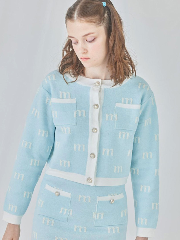 ミヌエール ブークレロゴカーディガン min-004（ピンク） | レディース