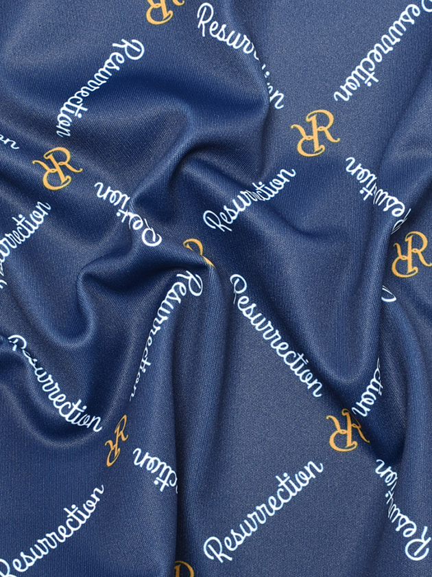 レザレクション DMパターン半袖モックネック 22SSIN05-W（ネイビー