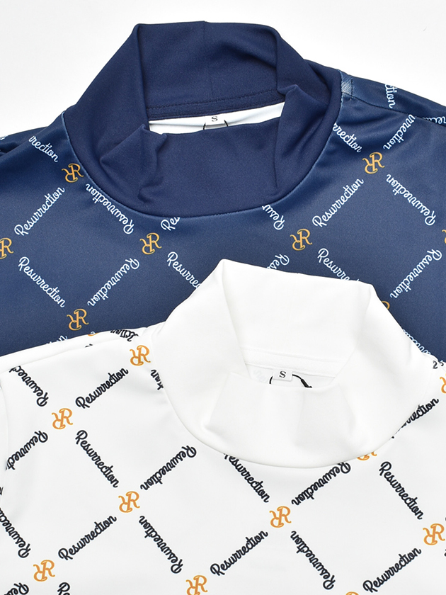 レザレクション DMパターン半袖モックネック 22SSIN05-W（ネイビー