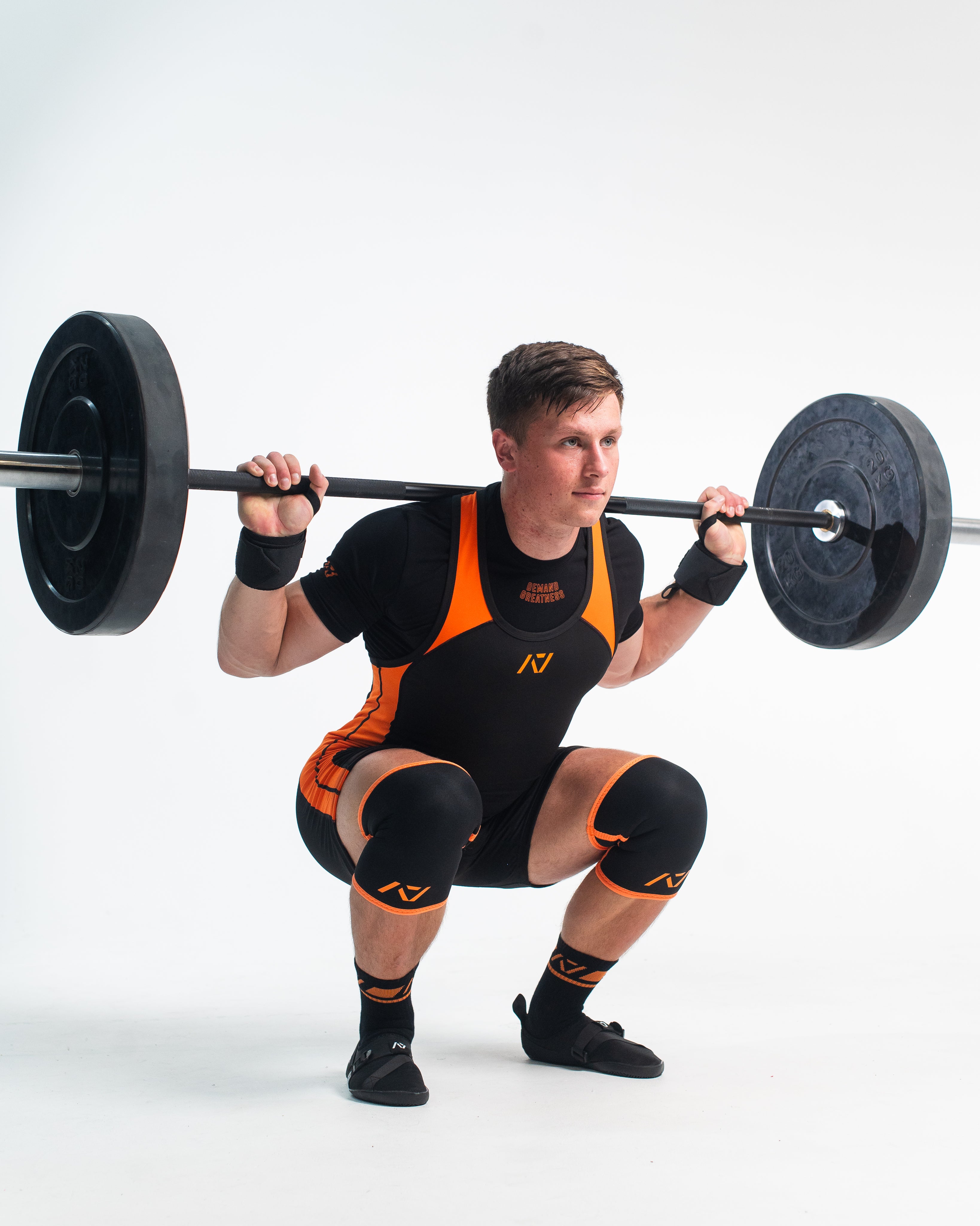 Black & Orange Knee Sleeves | Knee Support Sleeves for Squats – A7