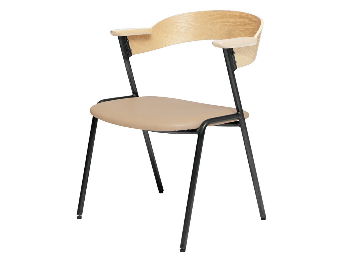 ダニス ショートアームチェア アームナチュラル アイアン ダイニング