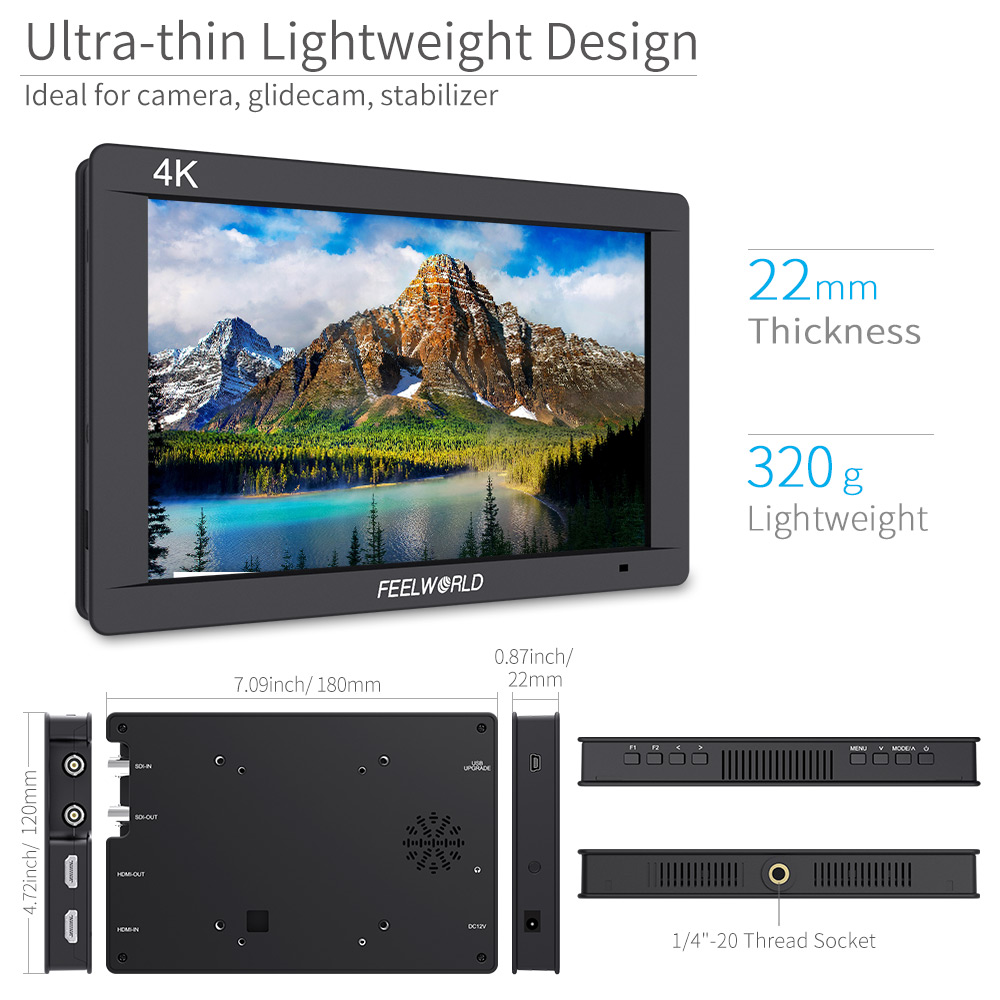 Feelworld FW703 7インチ3G-SDI 4 hdmiモニター7 