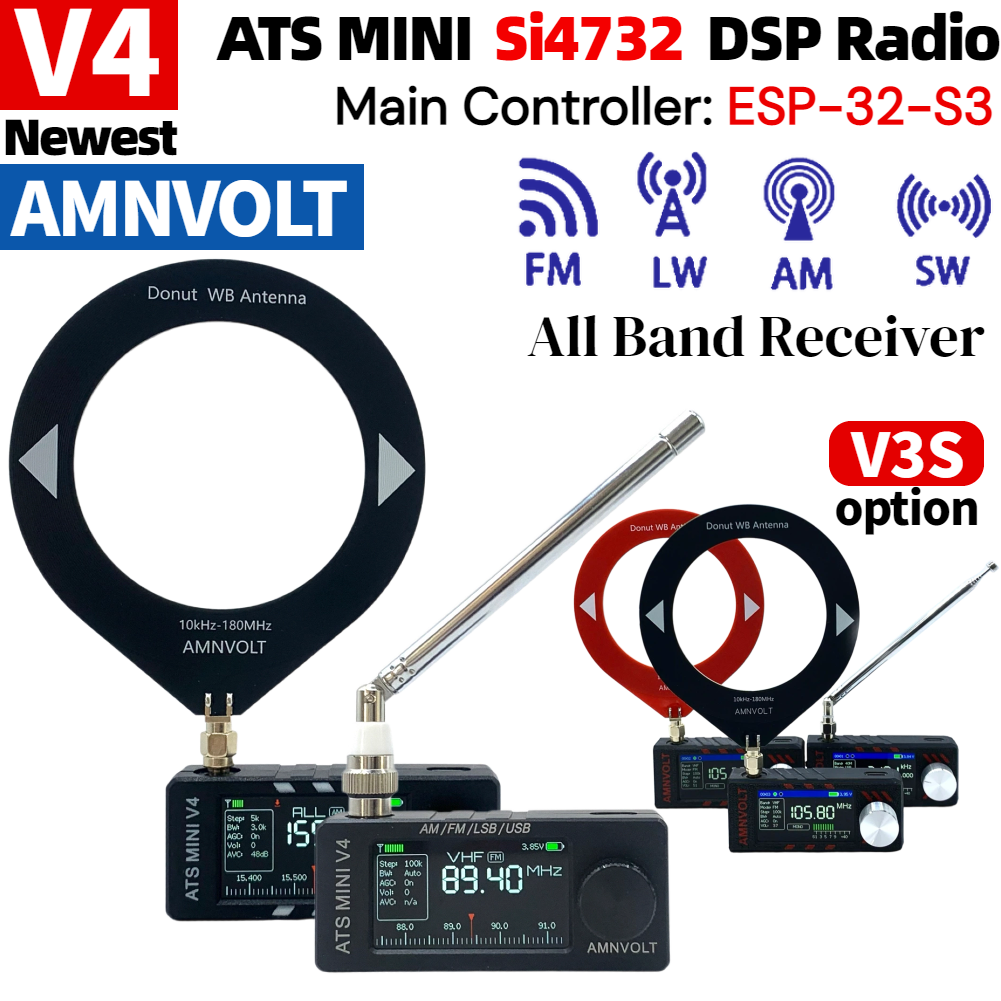 AMNVOLT V4/V3S ATS MINI SI4732 Pocket Radio ALL Band DSP Radio FM
